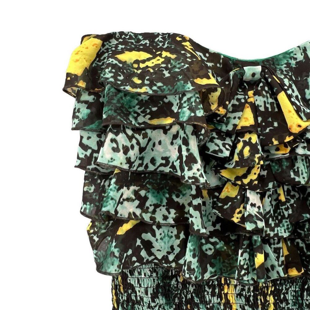 XOXO Womens Large Ruffled Off-Shoulder Top With Abstract Print - Picture 4 of 11